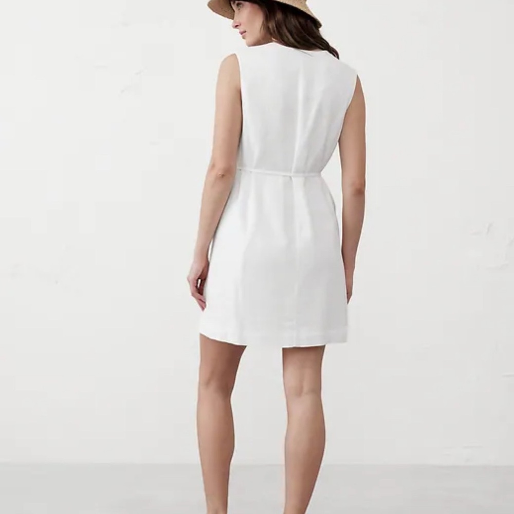 LINEN-BLEND BUTTON-FRONT DRESS - Picture 2 of 2